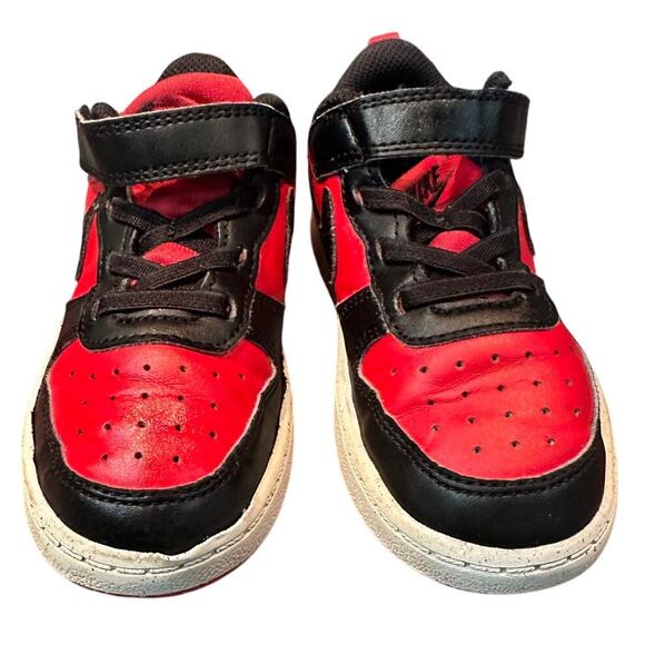 Nike Court Borough Low Recraft Kids Toddler Sneakers Red Black,  Size 9C - Picture 1 of 6